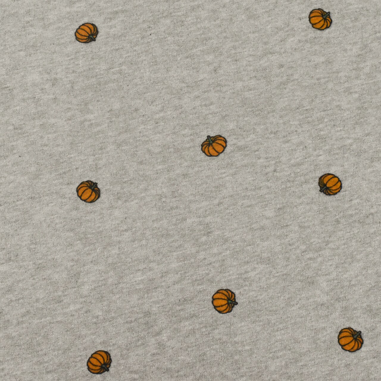 Heather Gray-Orange-Multi Pumpkin Printed Cotton French Terry Knit Fabric By the Yard